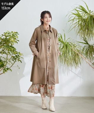 Tiaclasse L 【洗える】ステンカラーコート ベージュ