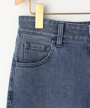 組曲 L 【ストレッチ】ミッドデニム ワイドストレートパンツ ユーズドブルー系