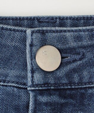 組曲 L 【ストレッチ】ミッドデニム ワイドストレートパンツ ユーズドブルー系