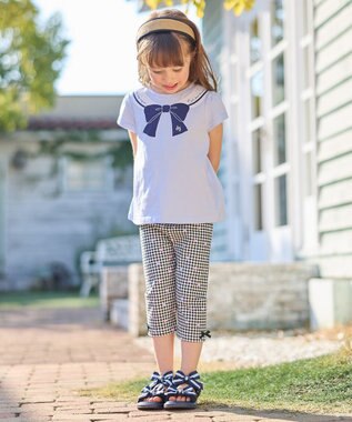 ANY KIDS 【WEB限定】7days プリント 半袖 Tシャツ サックスブルー×リボン
