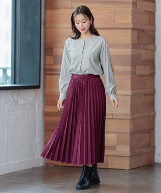 ANY 【14色展開/洗える】ウーリッシュ プリーツスカート ワイン