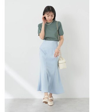 earth music&ecology 総針クルーネックハンソデプルオーバー Green