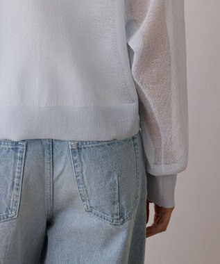 GRACE CONTINENTAL シアージョーゼットカーディガン ブルー