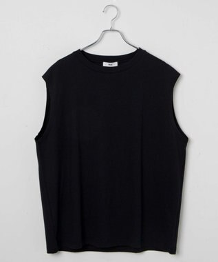 WEGO 【5色3サイズ展開/ユニセックス着用ITEM/洗える/綿100%】スリーブレスコットンT ブラック