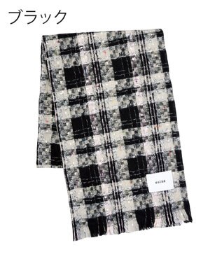 MOONBAT 【洗える】estaa ツィーディー大判ストール バンピーチェック 幅65cm ブラック