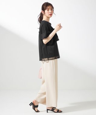 ANY SIS L 【洗える】チュール重ね プルオーバー ブラック