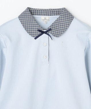 組曲 KIDS 【150-160㎝】 ミニチェック レイヤードトップス サックスブルー