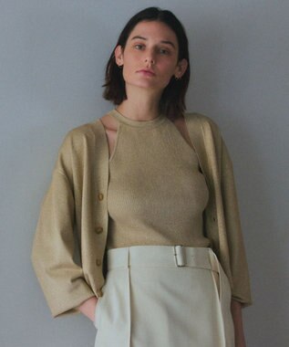 NAVE 【Nave・洗える】ラメニット カーディガン ゴールド系