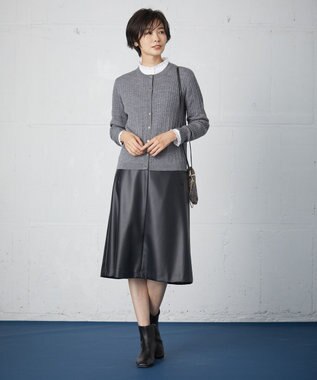 J.PRESS LADIES 【洗える】シンセティックマットleather スカート ブラック系