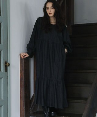 Green Parks ■ＥＳＣＡＲ　デニムピンタックカフスワンピース Black