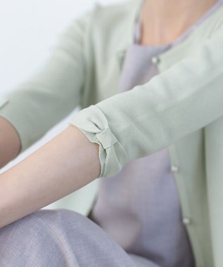 Tiaclasse L 【洗える】ミラノリブ編みが大人上品なリボンニットカーディガン ミント