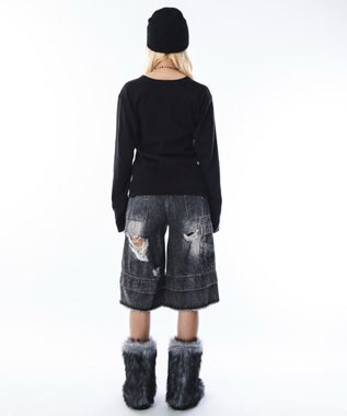 WEGO 【ユニセックス着用ITEM】コンパクトフィットリブヘンリーネックT（LS） ブラック