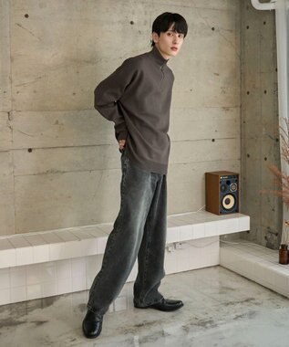 WEGO 【ユニセックス着用ITEM】ミラノリブハーフジッププルオーバー ダークグレー