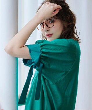 Tiaclasse 【洗える】デザインカフス付きマキシカットソーワンピース グリーン