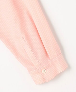 自由区 L ドレープブロードタック ブラウス ピンク×白ライン