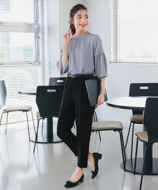 Tiaclasse 【小倉優子さん着用・ダブルクロス・洗える】テーパードパンツ ブラック