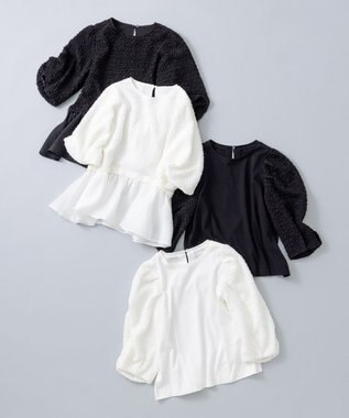 組曲 S シャーリングシフォン袖 トップス アイボリー系