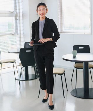 Tiaclasse 【小倉優子さん着用・ダブルクロス・洗える】テーパードパンツ ブラック