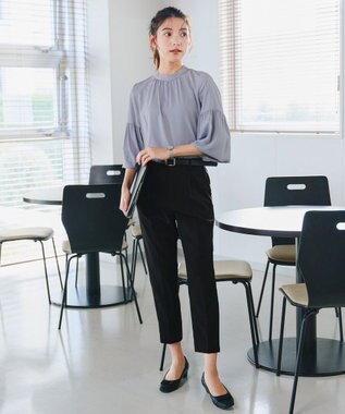 Tiaclasse 【小倉優子さん着用・ダブルクロス・洗える】テーパードパンツ ブラック