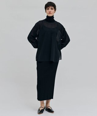 BEIGE， 【洗える】MOYE / ハイネックブラウス Navy