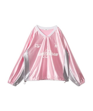 WEGO サテンゲームグラフィックプルオーバー ピンク