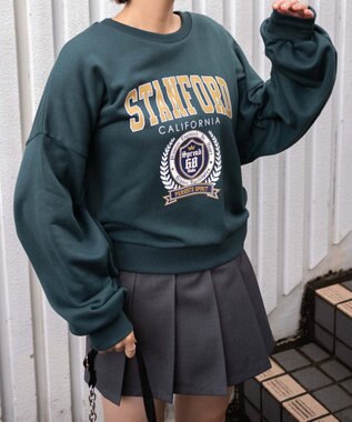 WEGO カレッジプリントスウェット ダークグリーン