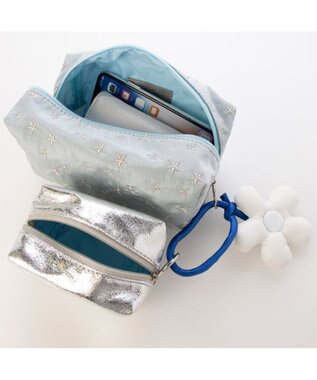 UNBILLION カシュカシュ cachecache / フラワーチャーム付ソート刺繍ポーチセット シルバー