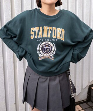 WEGO カレッジプリントスウェット ダークグリーン