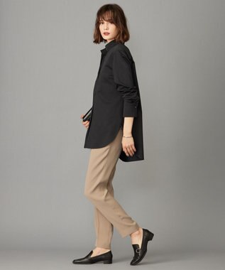 ICB 【洗える】ブラウスライクジャージー ボウタイデザインカットソー ブラック系