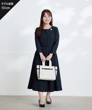 Tiaclasse 【セレモニー・新色追加】リボンベルトフレアワンピース ネイビー