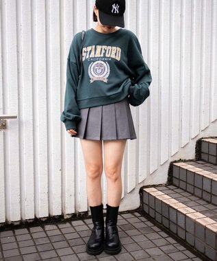 WEGO カレッジプリントスウェット ダークグリーン