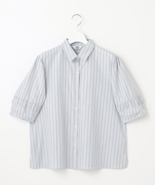 J.PRESS LADIES 【洗える】Betterコットンポリエステル ストライプ シャツカラーブラウス ライトグレー系1