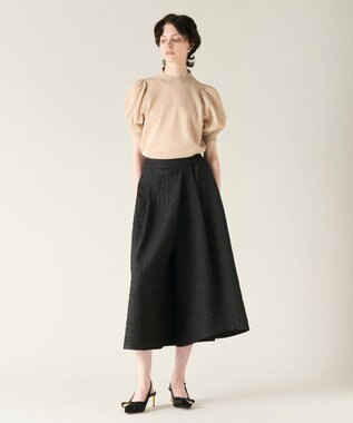 GRACE CONTINENTAL ラメシアーパフニットトップ ゴールド