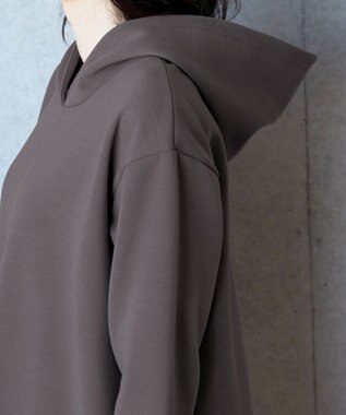 Tiaclasse 【洗える】ソフトボンディングパーカーチュニック モカ