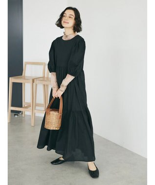 CRAFT STANDARD BOUTIQUE インド綿パフスリーブギャザーワンピース