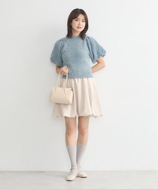 earth music&ecology ボリュームスリーブラメニットプルオーバー Blue