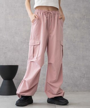 WEGO 【ウエストゴム】イージーパラシュートカーゴパンツ ライトピンク