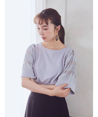 earth music&ecology フレア袖レースプルオーバー Sax