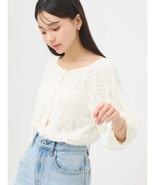 earth music&ecology フラワーレースブラウス Off White