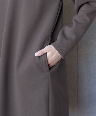 Tiaclasse 【洗える】ソフトボンディングパーカーチュニック モカ