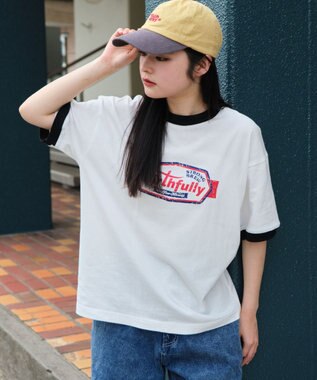 WEGO 【ユニセックス着用ITEM/MLサイズ展開】コンパクトフィットグラフィックリンガーT（SS） ホワイト