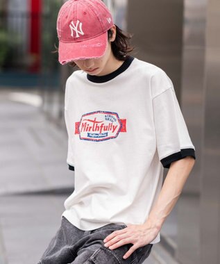WEGO 【ユニセックス着用ITEM/MLサイズ展開】コンパクトフィットグラフィックリンガーT（SS） ホワイト