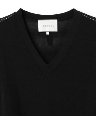 BEIGE， ARSENOPY / コットンドライタッチ Vネックニット Black