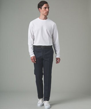 GOTAIRIKU ジャケットのインナーに最適【WEB&一部店舗限定】キレイ目 鹿の子 ビズ長袖Tシャツ ホワイト系