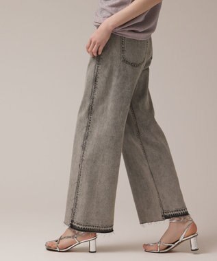 GRACE CONTINENTAL リメイクストレートデニムパンツ グレー