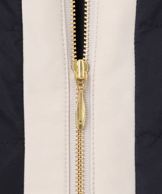 ANY SIS 【2WAY】ノーカラーダウン ジャケット ネイビー×ベージュ