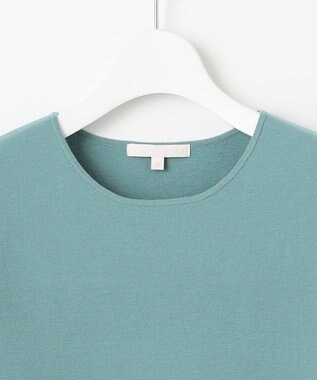 自由区 L 【アンサンブル対応・洗える】レーヨンストレッチ7分袖 ニット ブルーグレー