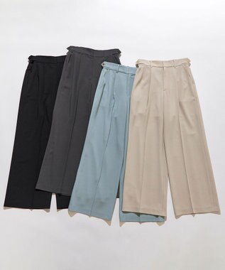 ANY SIS 【ウエストサイズ調整可】アーバンクールタッチ パンツ ライトベージュ