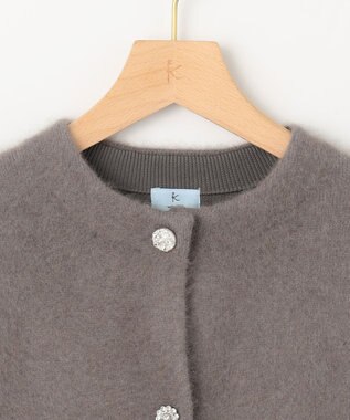 組曲 L 【手洗い可】フラッフィーファーニットジャケット ココアブラウン系