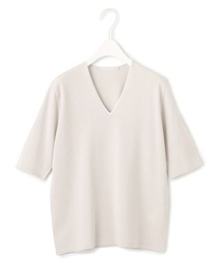 ICB 【洗える】シンセティックハイゲージ 半袖ニット トープ系